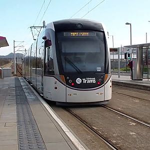 Edinburgh Trams at Edinburgh Park Station - YouTube